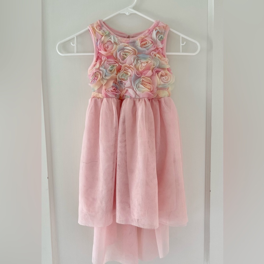 Girls fancy dress - light pink, floral, tulle skirt